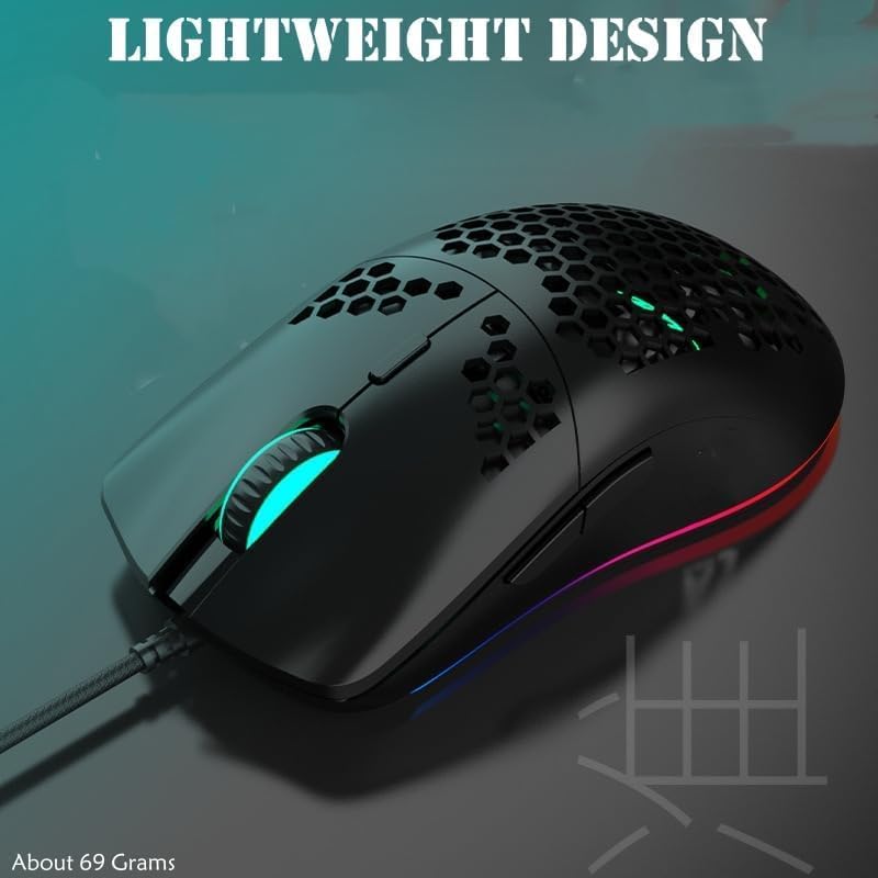 Ratón RGB para videojuegos, diseño de bandeja de abeja, ultraligero