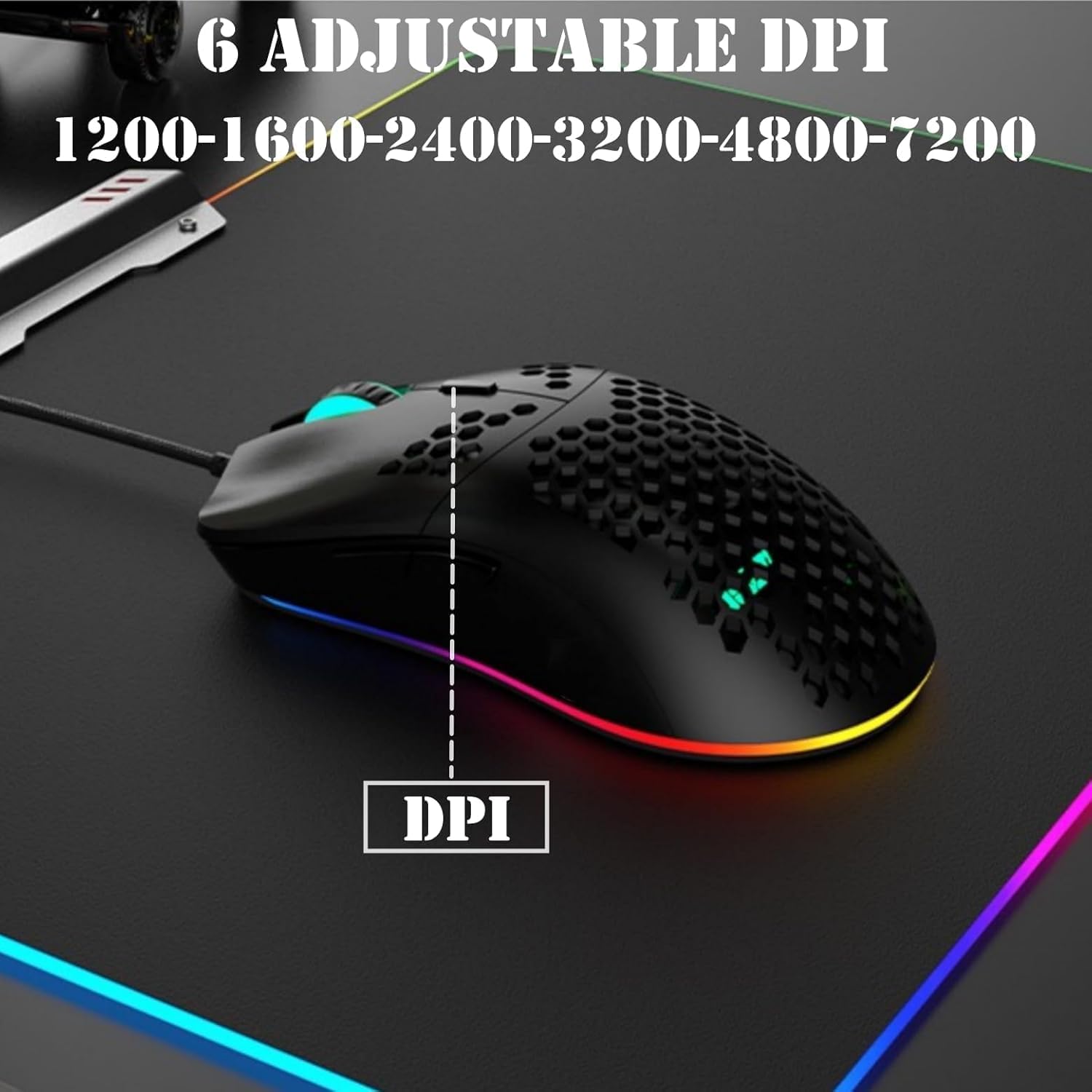 Ratón RGB para videojuegos, diseño de bandeja de abeja, ultraligero