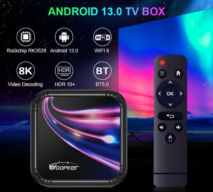 Decodificador, TV Box, 4GB RAM 64GB ROM, TV Box Android WiFi 6 4K/8K Bluetooth