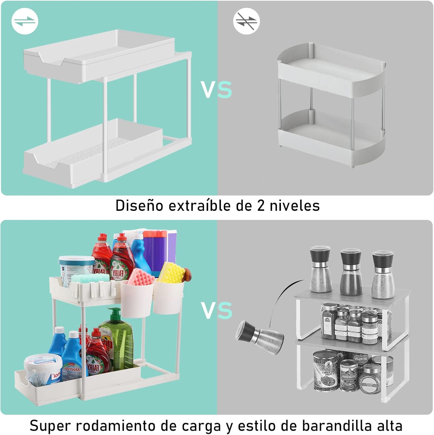 Organizador Bajo Fregadero Deslizable 2 Niveles