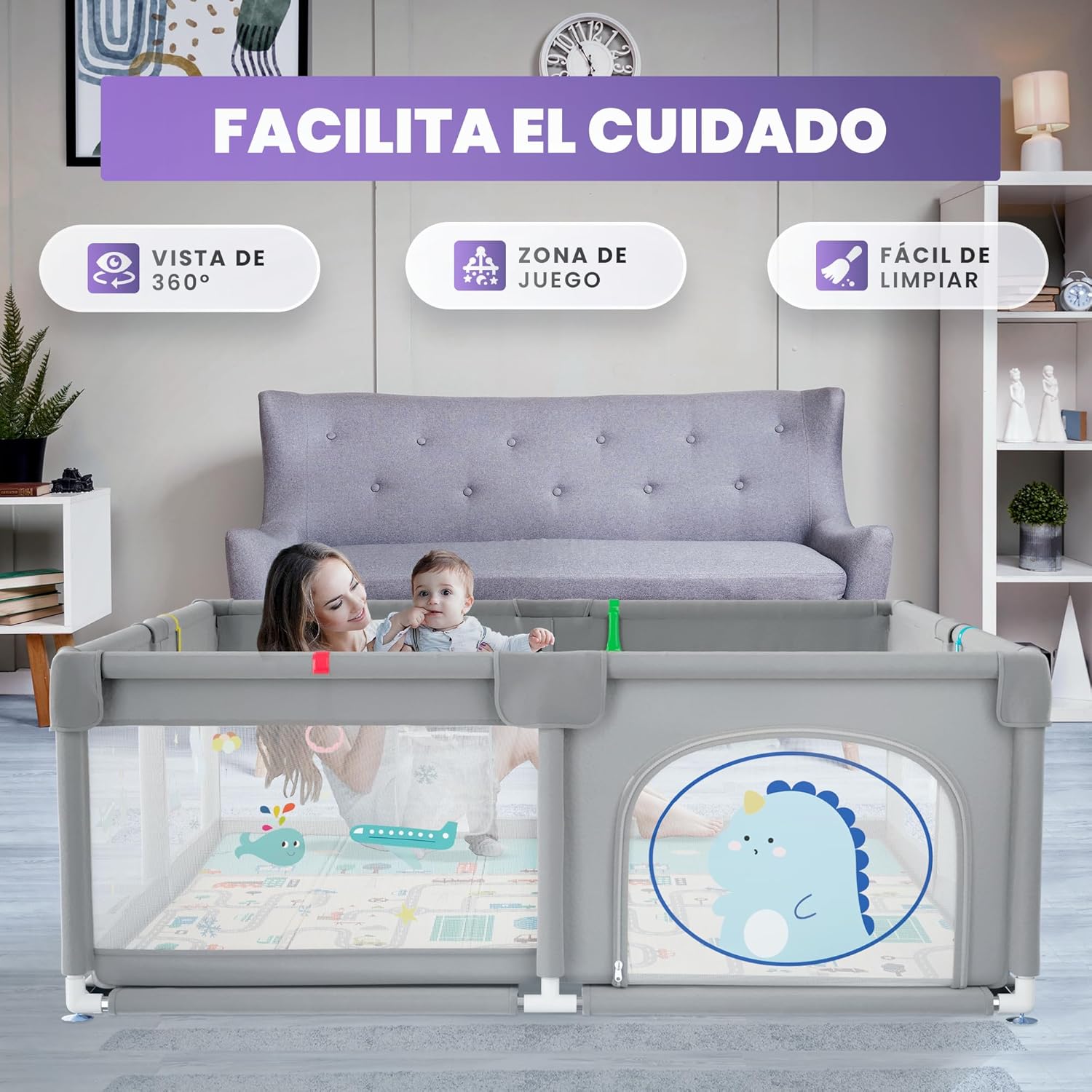 Parque de Juegos para Bebe 150x180cm + pelotas – Corralito Bebe con Malla Transpirable
