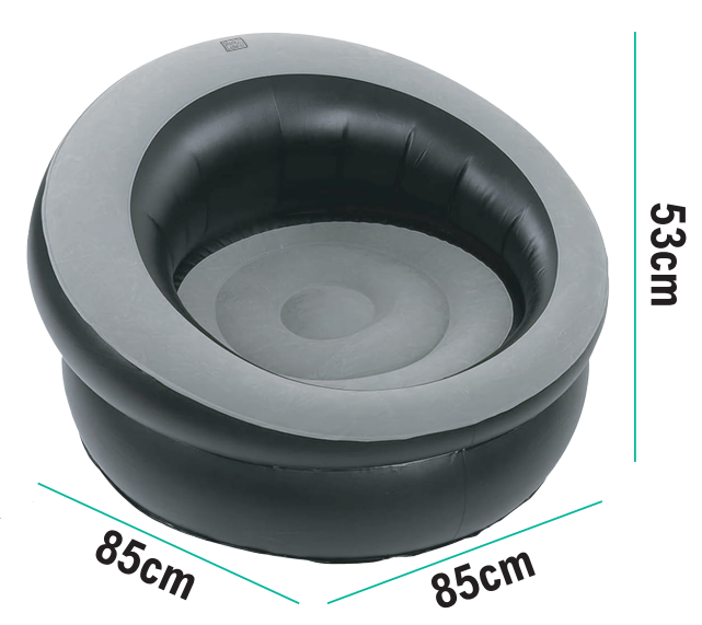 Sillón inflable, Colores: negro y gris