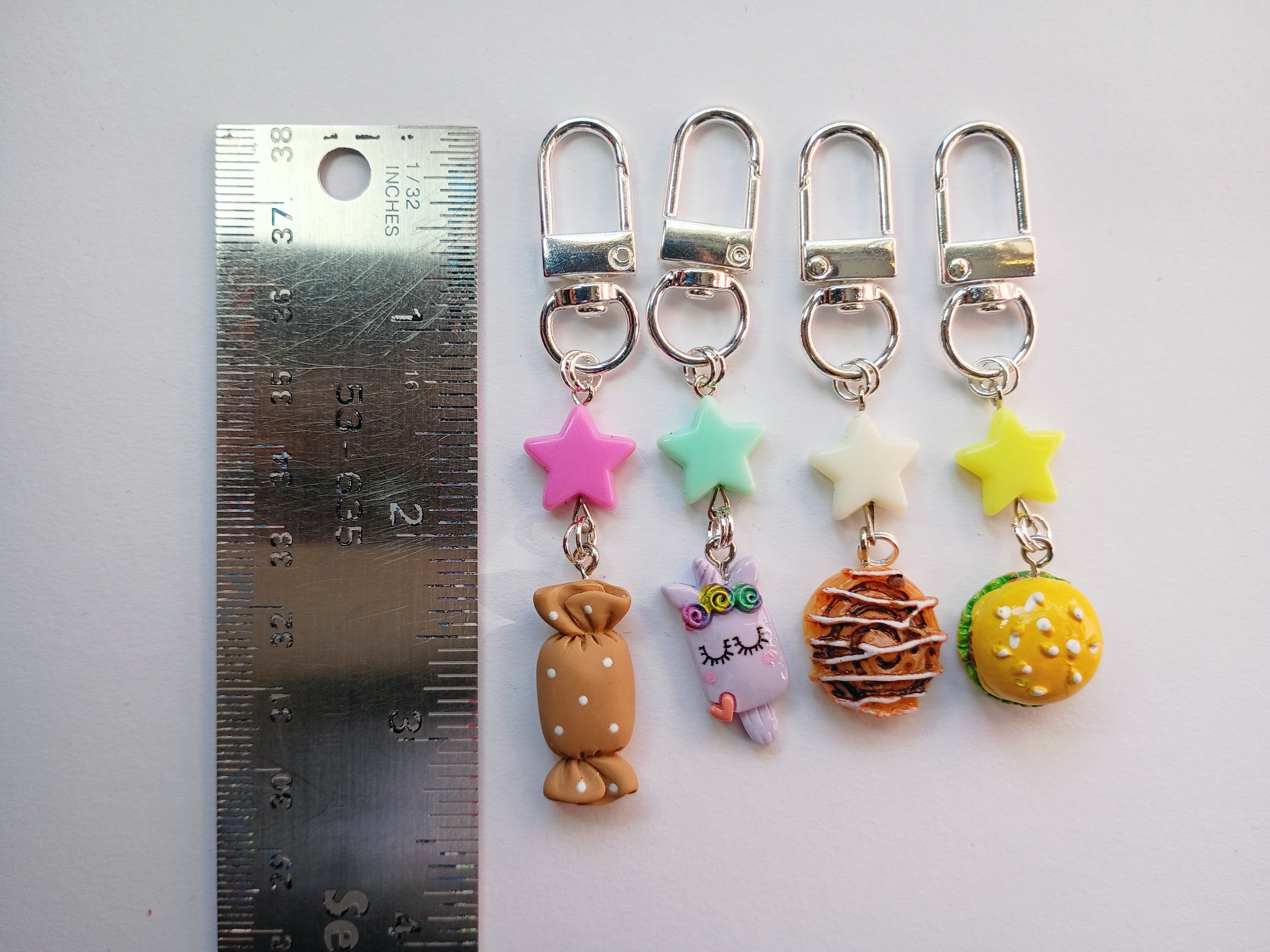 Kawaii Food Zipper Pulls with charms for jackets, vests, bags