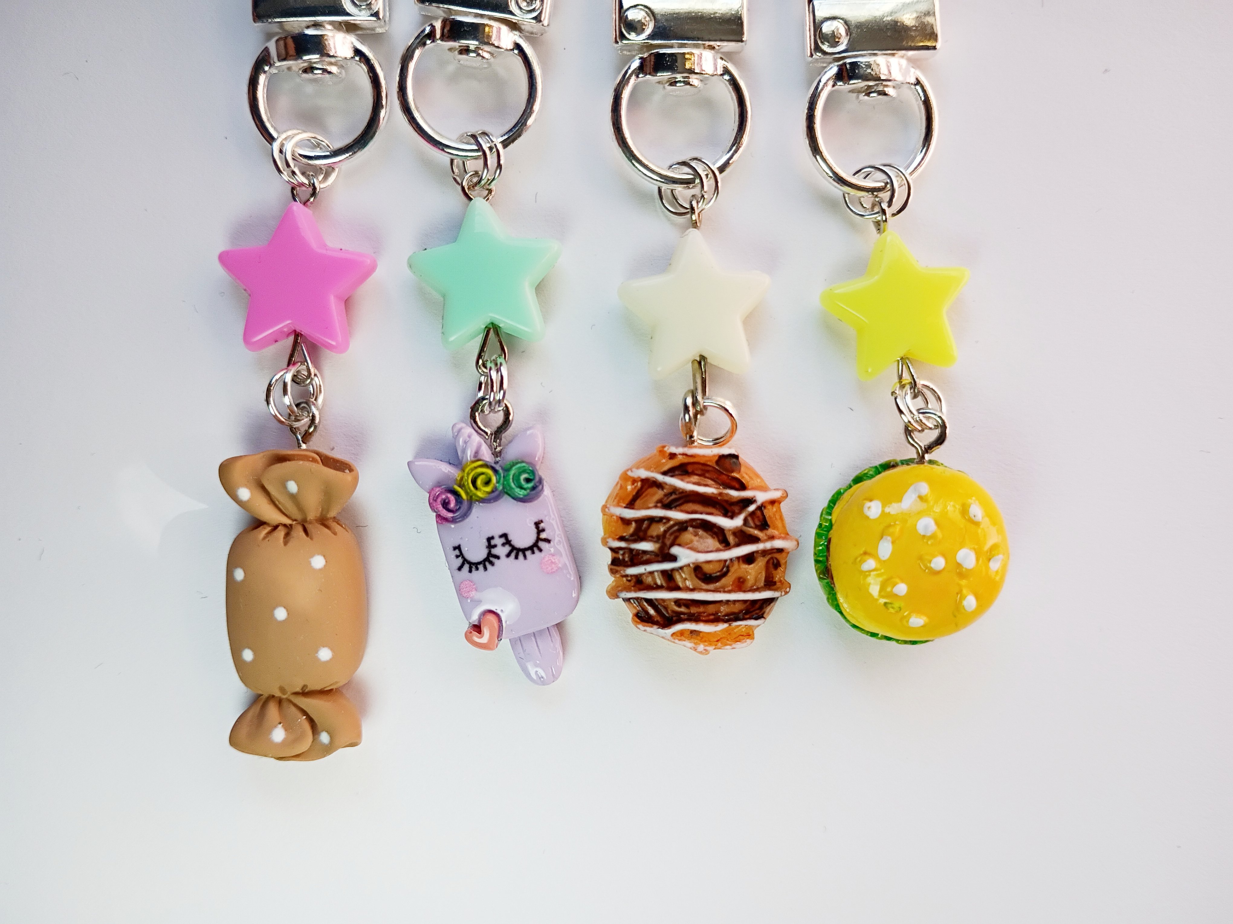 Kawaii Food Zipper Pulls with charms for jackets, vests, bags