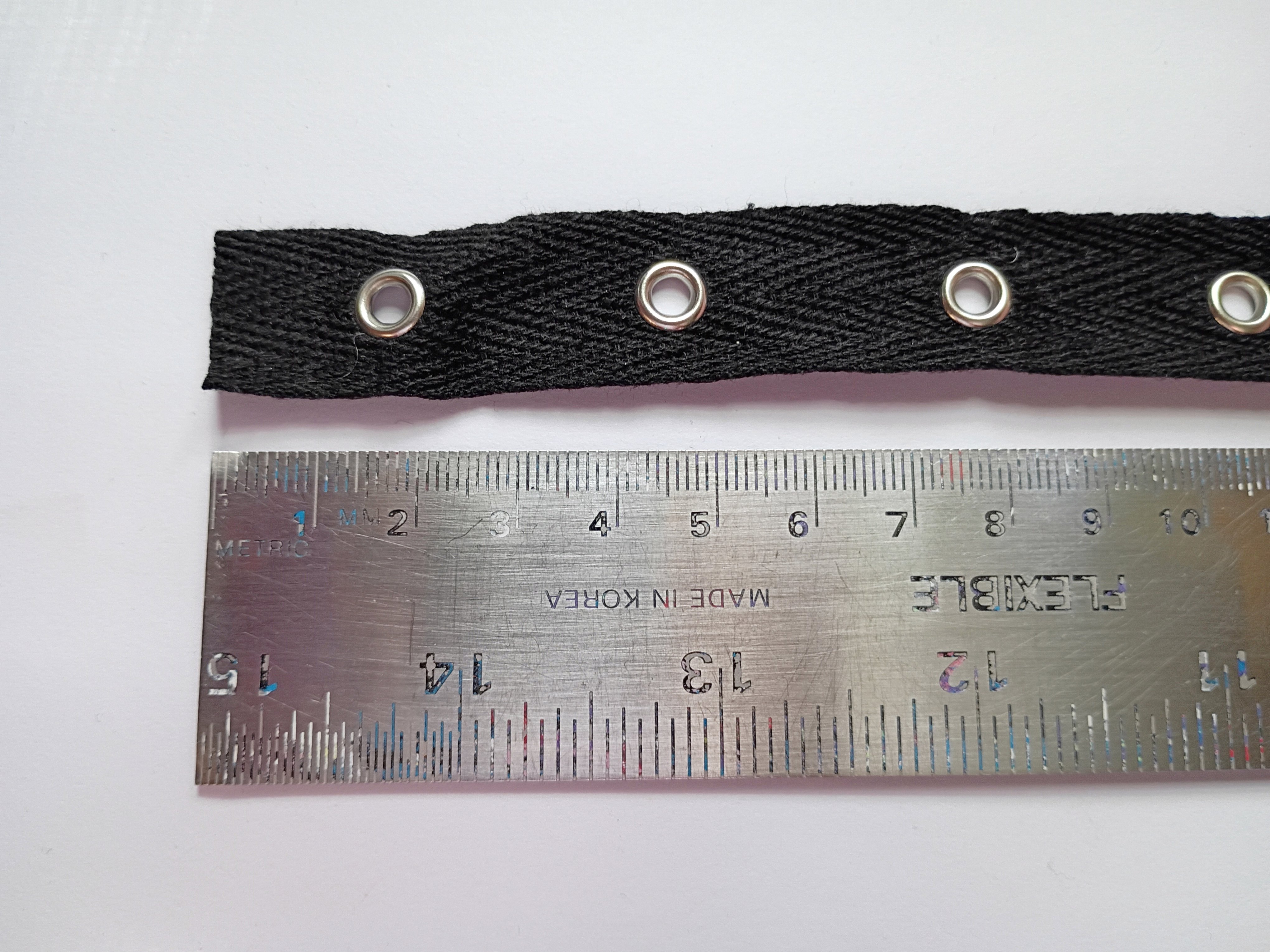 2cm Black Grommet Tape for Punk Goth Alternative Clothing