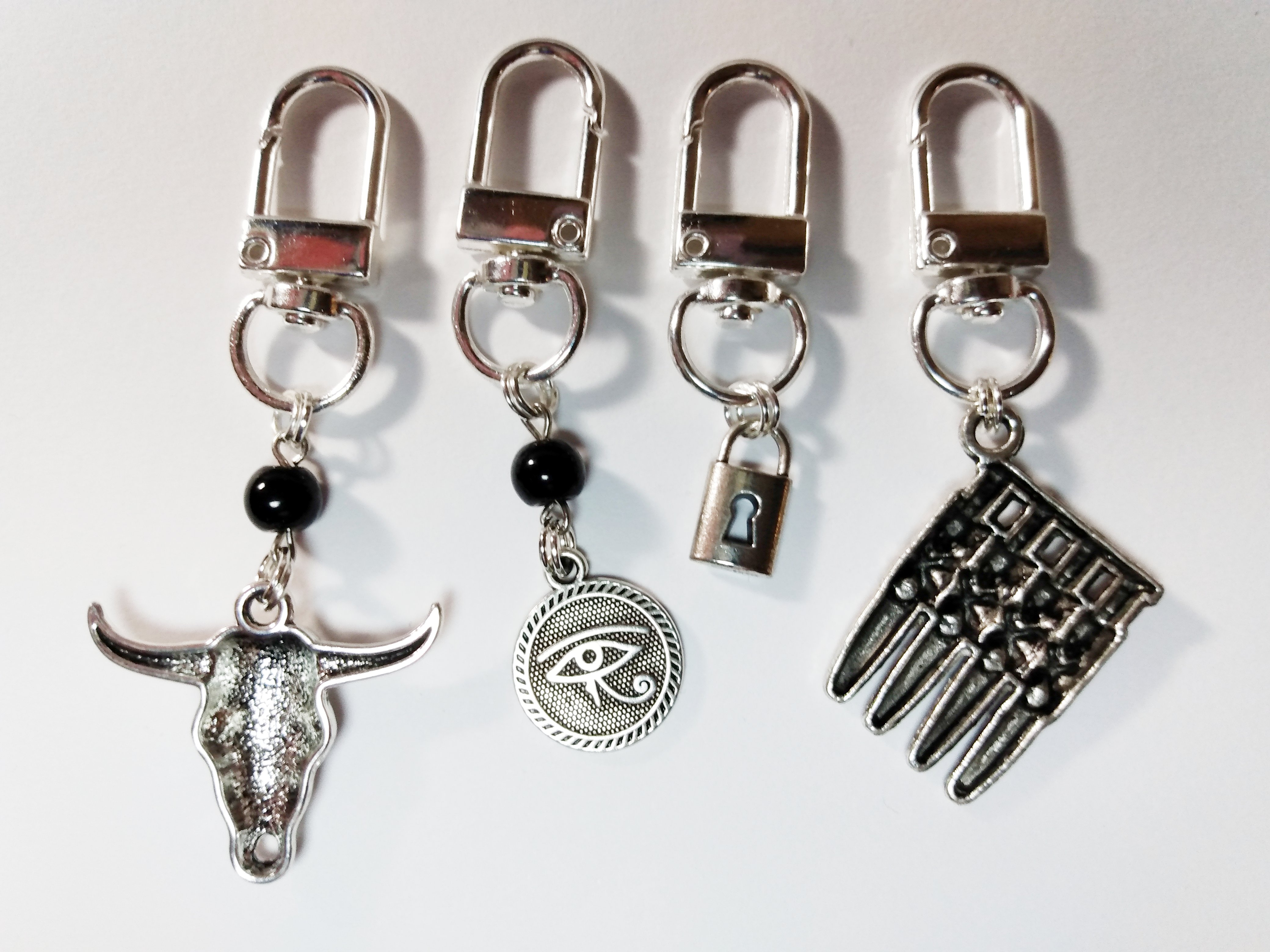 Punk Goth Zipper Pulls with charms for jackets, vests, bags