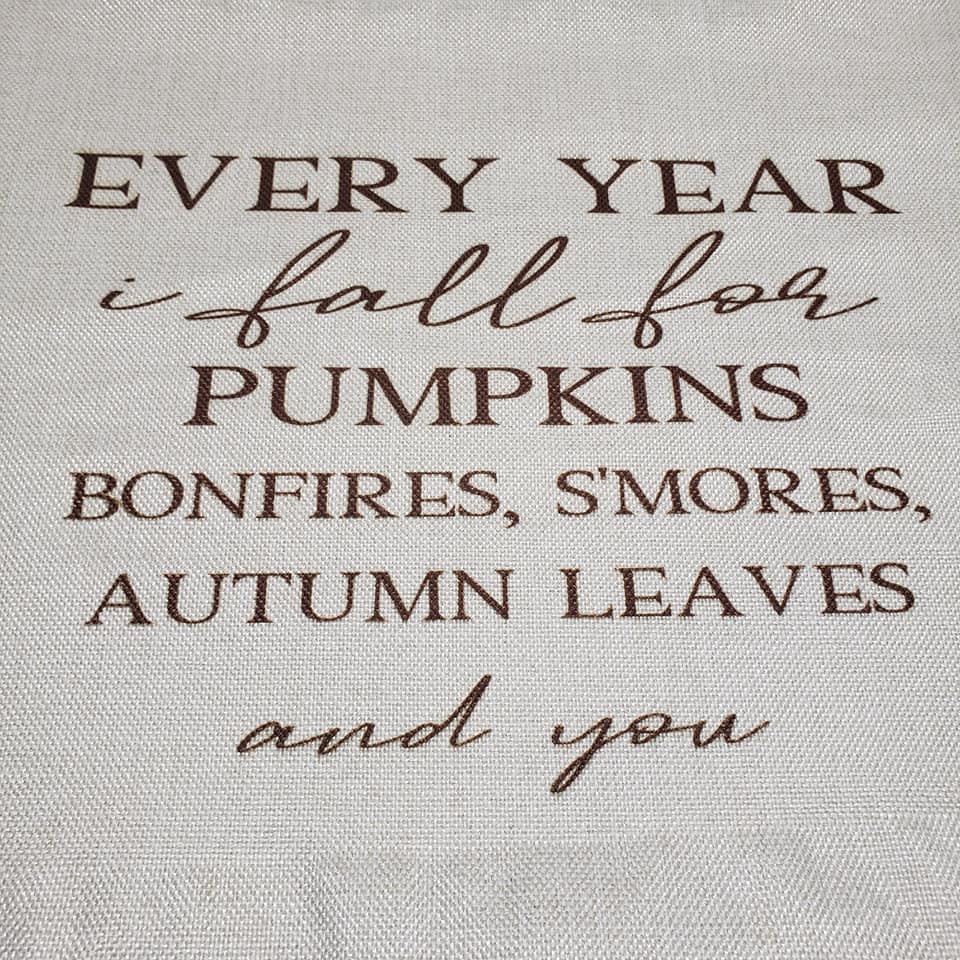 Farmhouse Fall Themed 16"x16" Linen Pillow Cover, Concealed zipper.