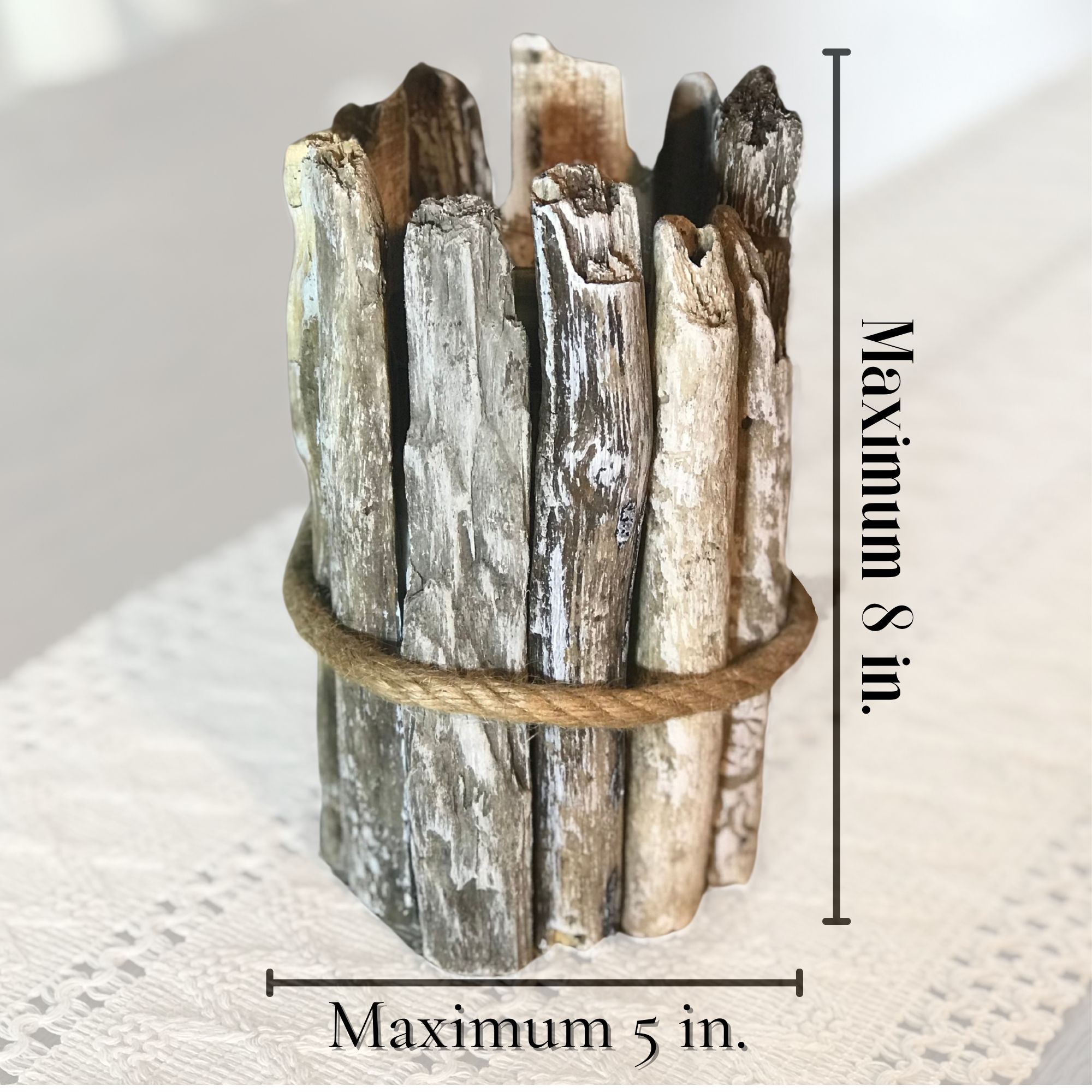 Handcrafted Driftwood Vases with Preserved Beach Grass