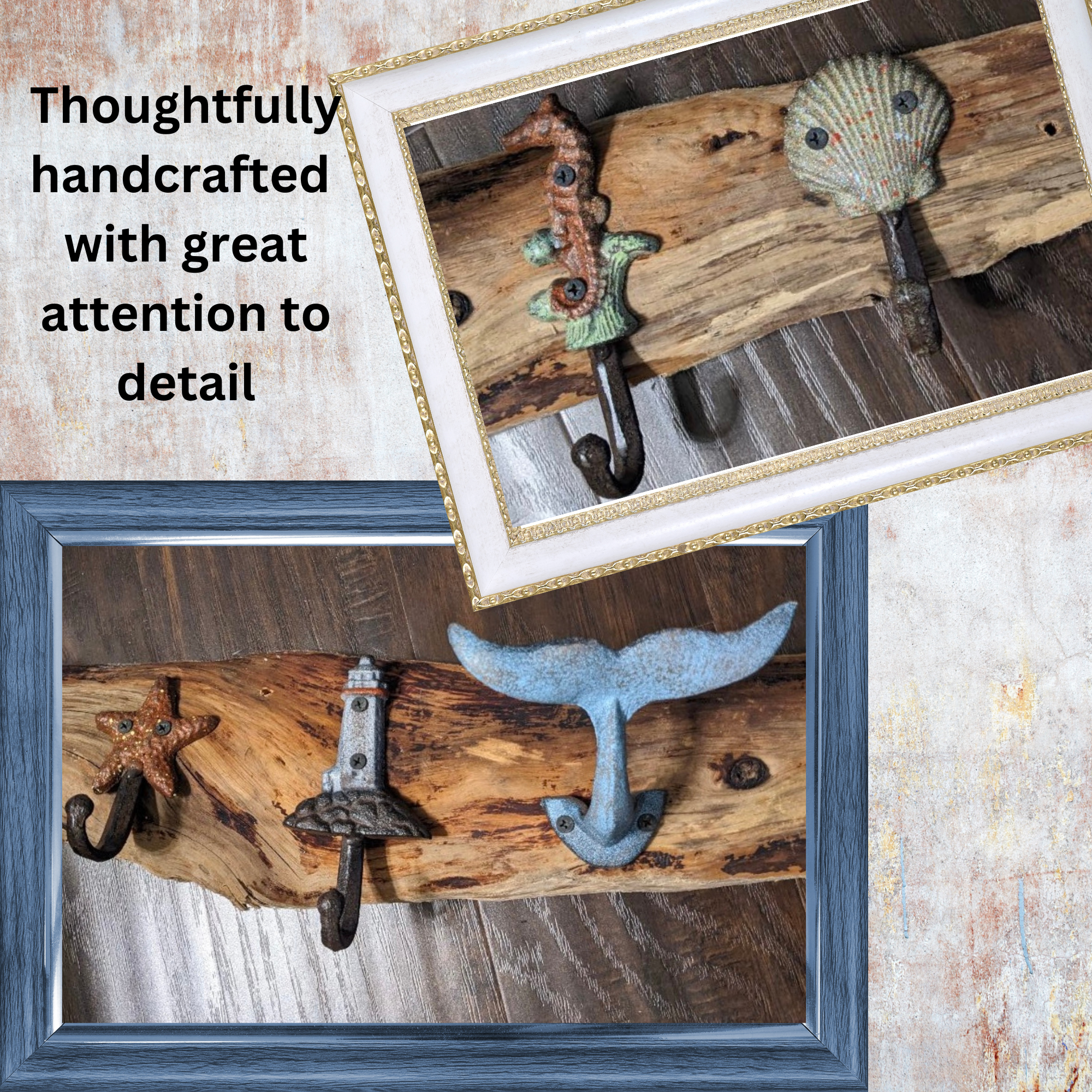 Rustic Driftwood Wall Hook Rack