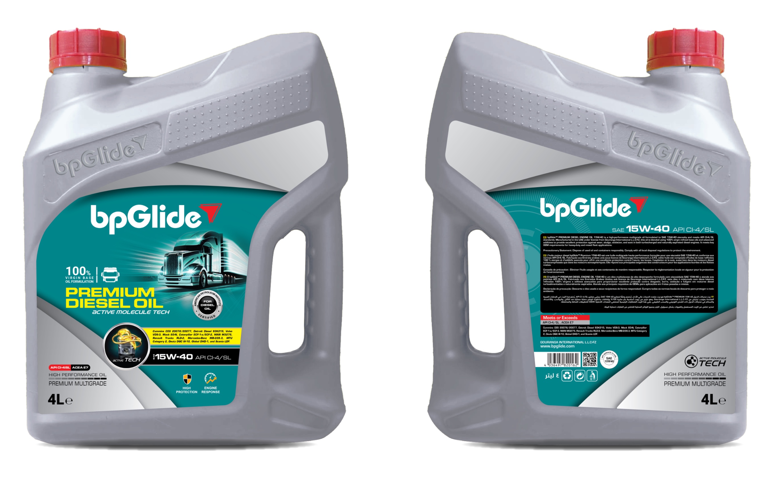 bpGlide™ Premium Diesel Engine Oil SAE 15W-40 CI-4/SL - 4 X 4L
