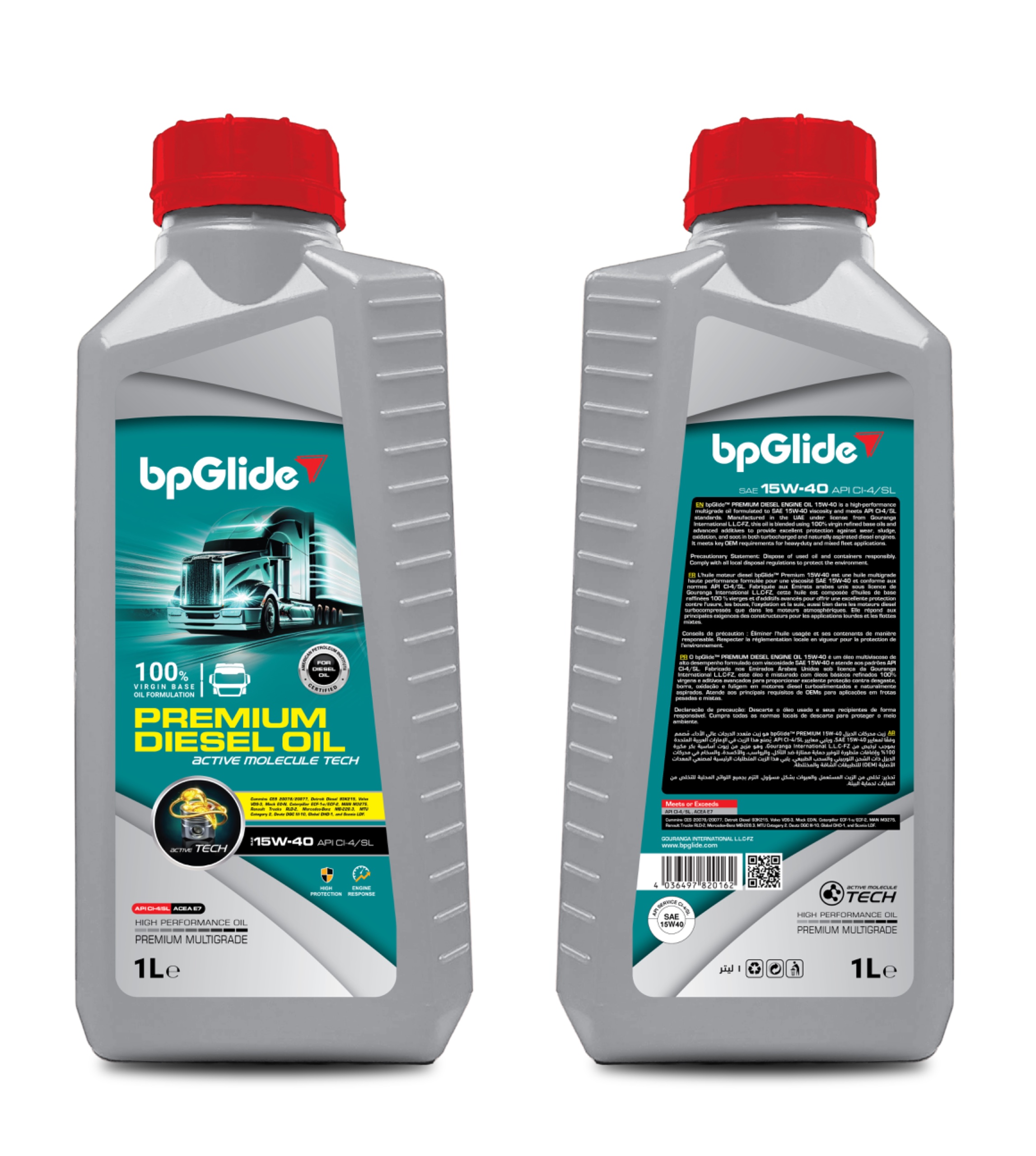 bpGlide™ Premium Diesel Engine Oil SAE 15W-40 CI-4/SL - 12 X 1L