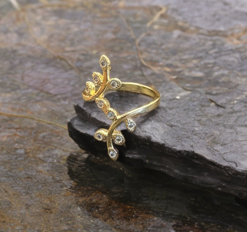Gold Floral Branch Ring