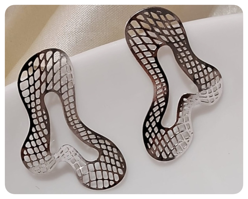 Abstract Shaped Silver Earrings