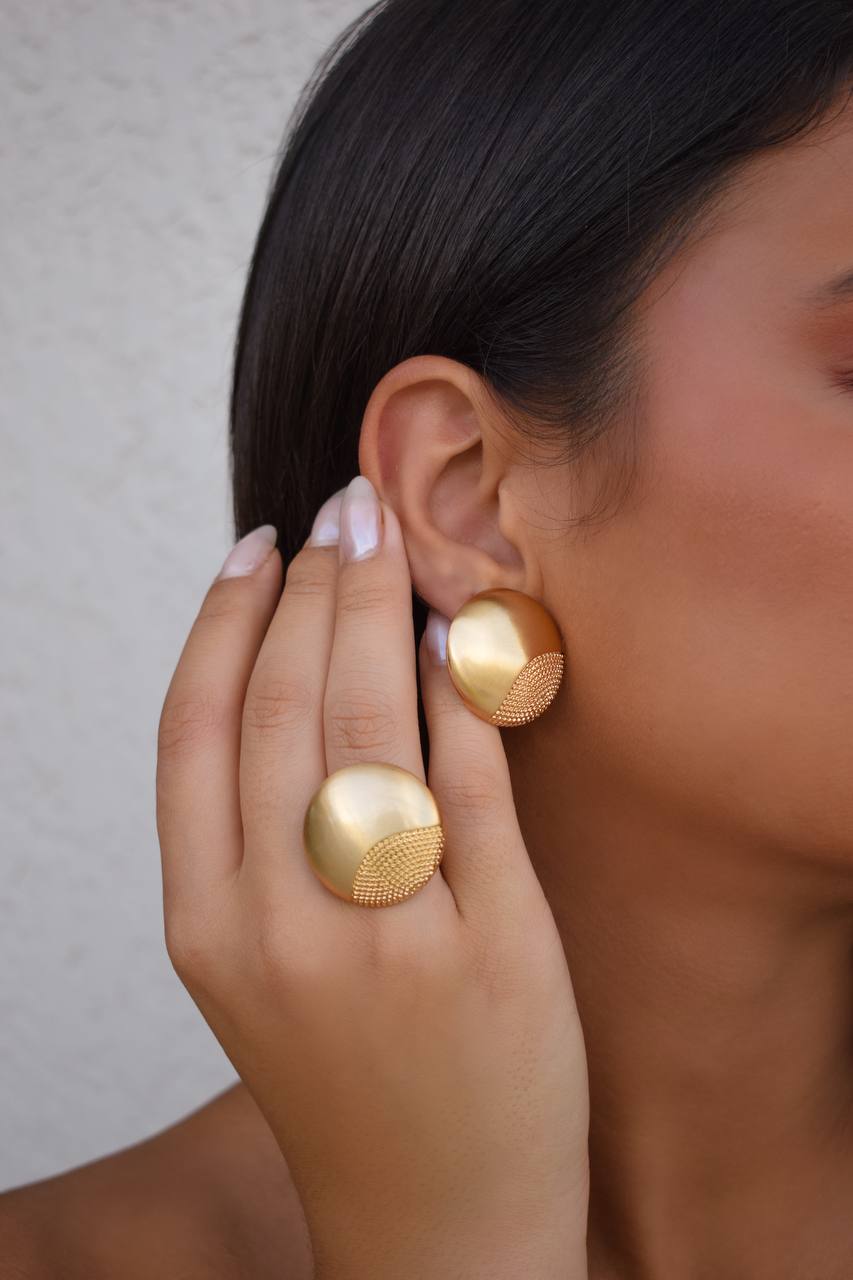 Elegant Gold Earrings and Ring Set