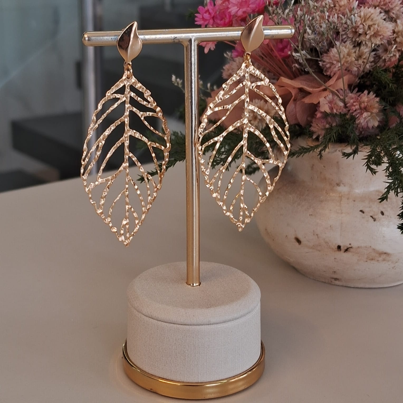 Gold Leaf-Shaped Earrings