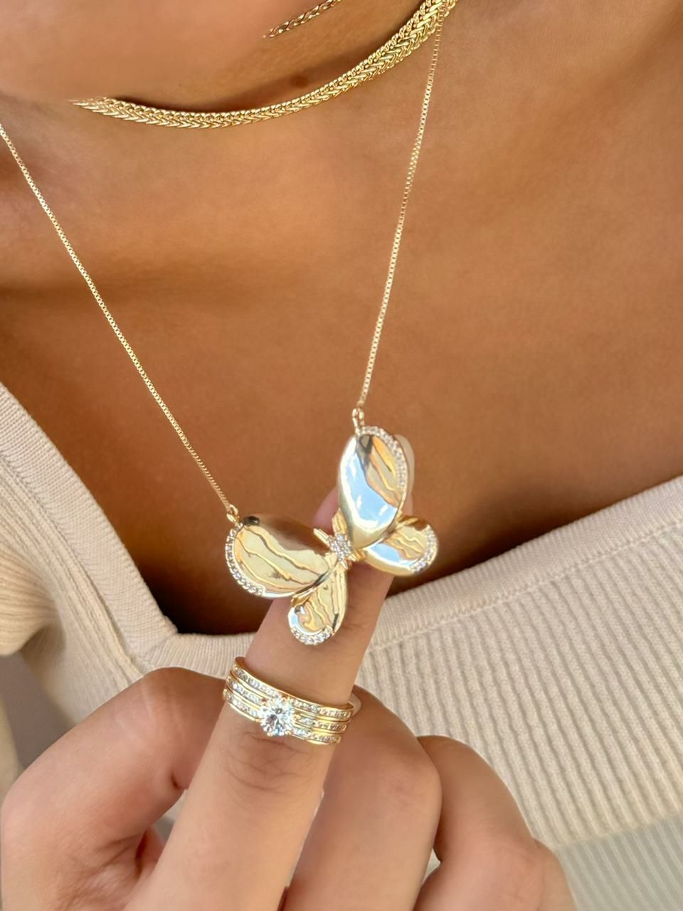 Butterfly Pendant Necklace and Earring Set