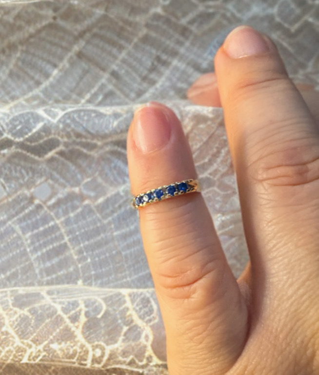 Gold Ring with Blue Stones Zirconia