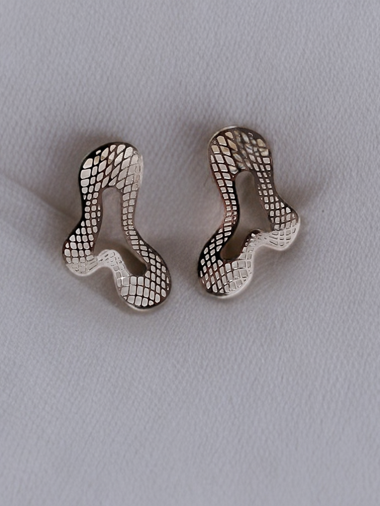 Abstract Shaped Silver Earrings