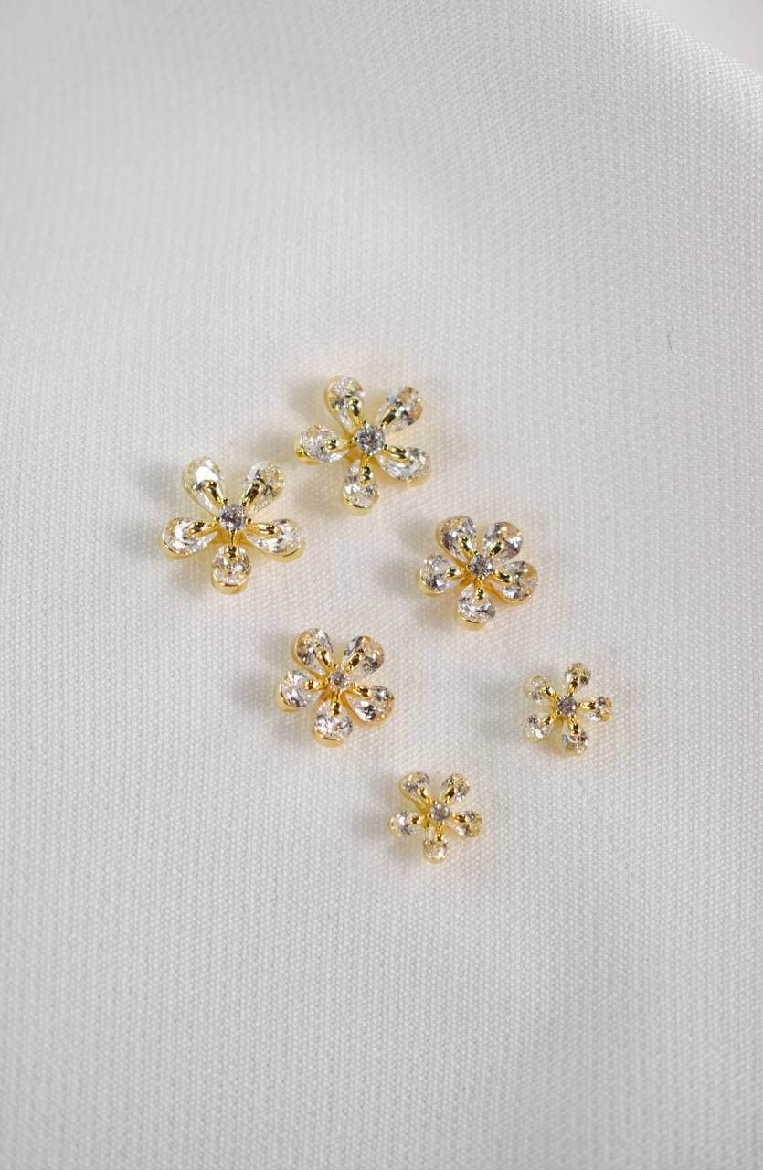 Gold Floral Earrings trio