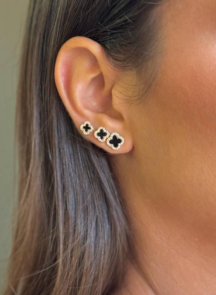 Gold and Black Clover Earrings