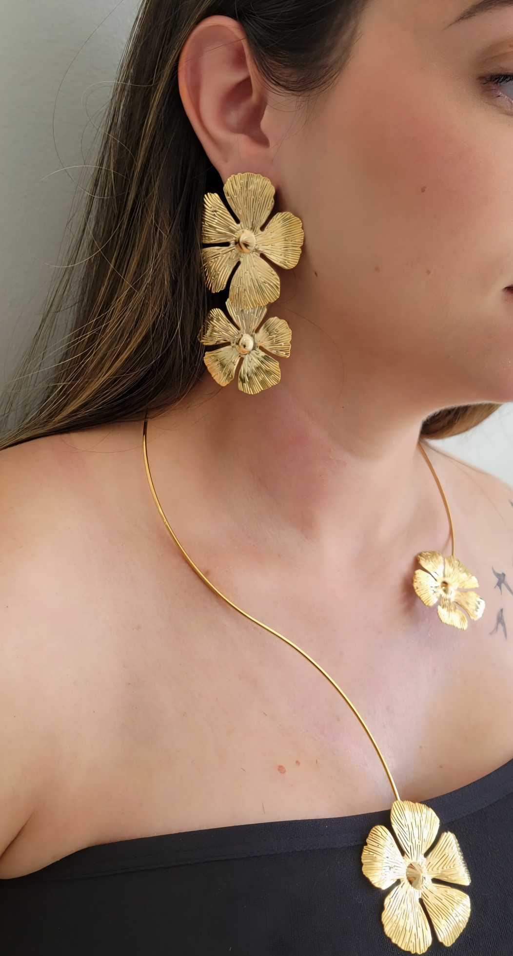 Gold Floral Jewelry Set