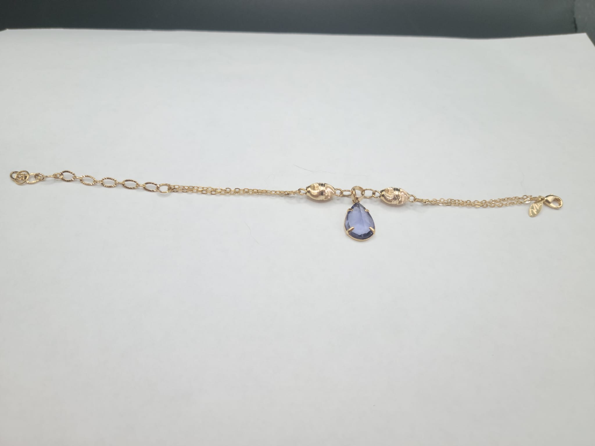 Gold Chain Bracelet with Purple Gemstone