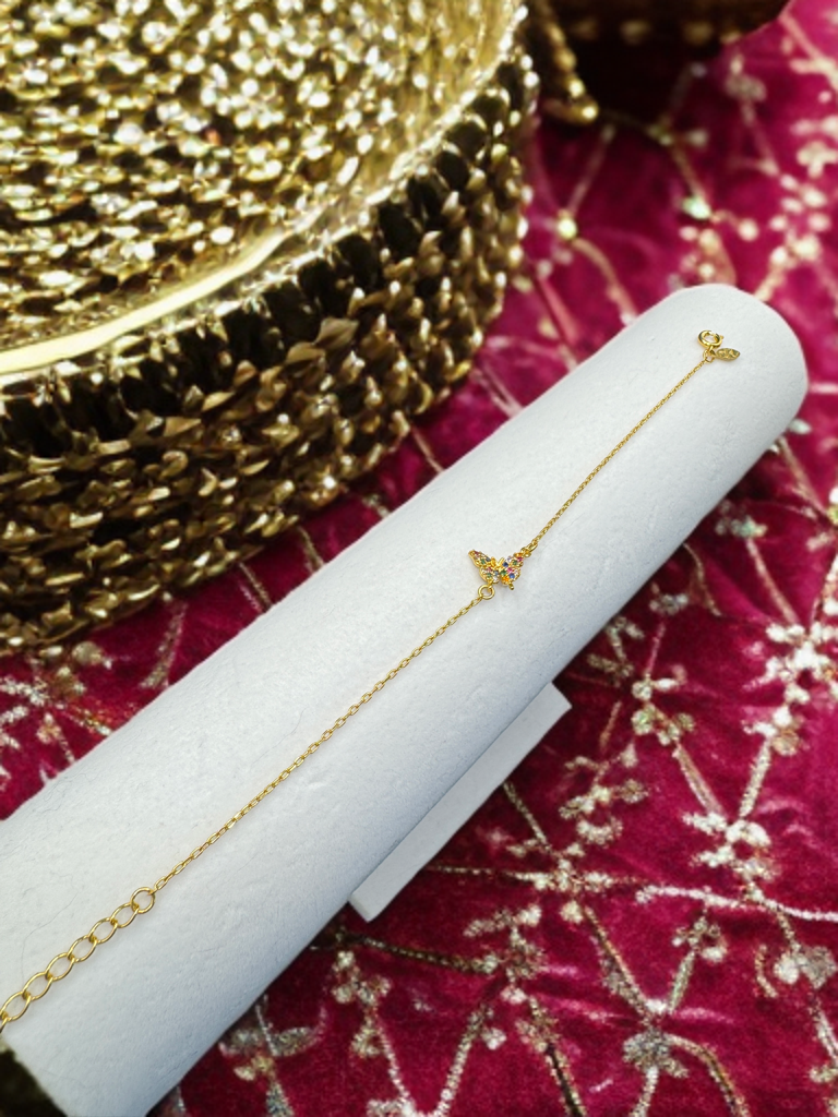 Gold Butterfly Pendant Bracelet