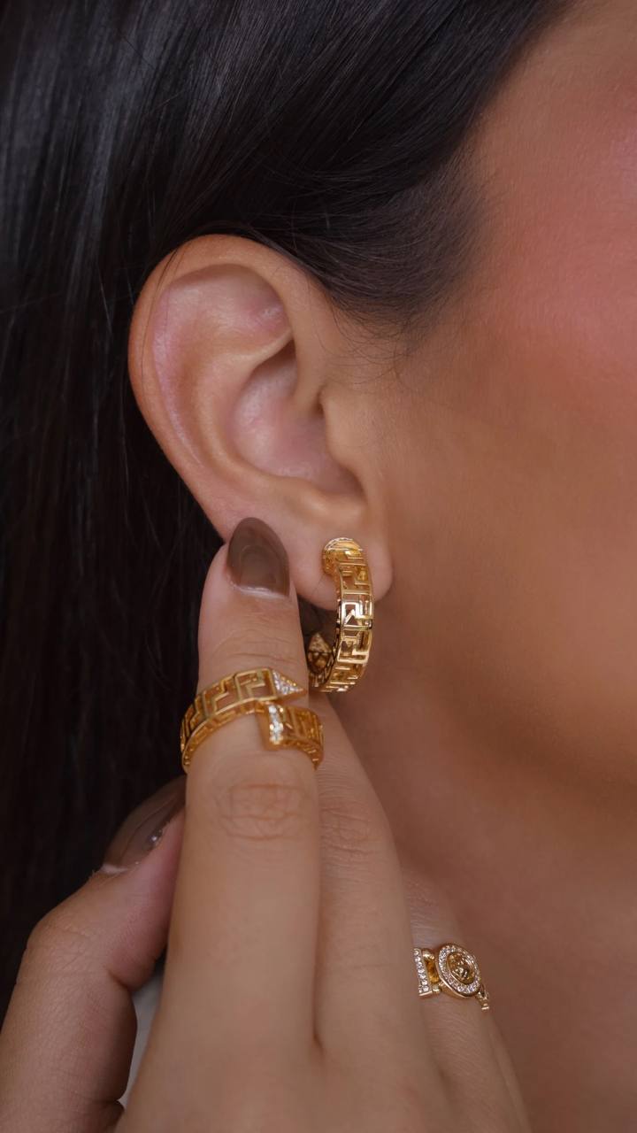 Gold Hoop Earrings and Ring