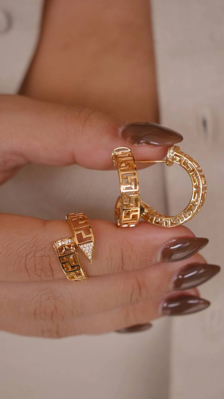 Gold Hoop Earrings and Ring