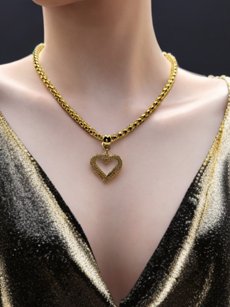 Gold Heart Pendant Necklace