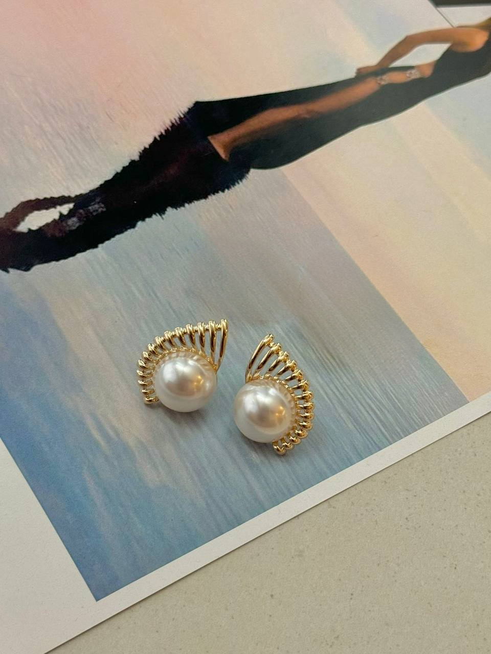 Elegant Pearl and Gold Earrings