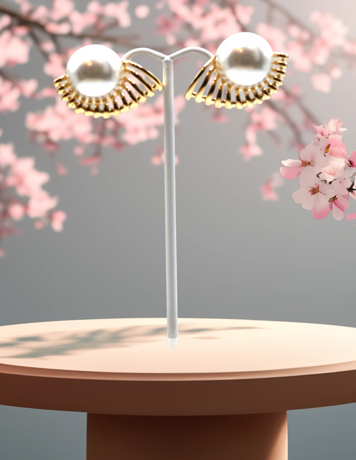 Elegant Pearl and Gold Earrings