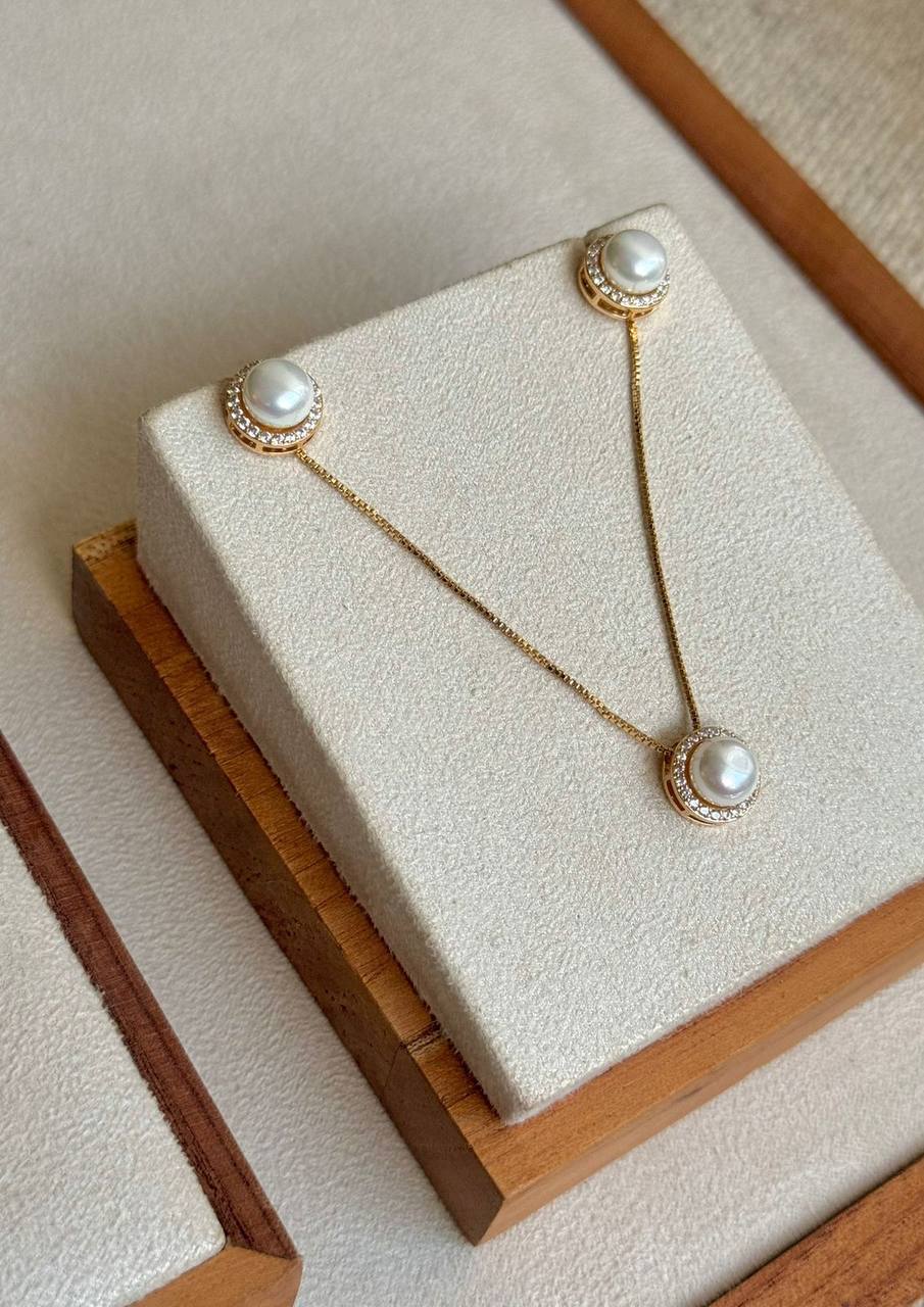 Pearl Necklace and Earring Set