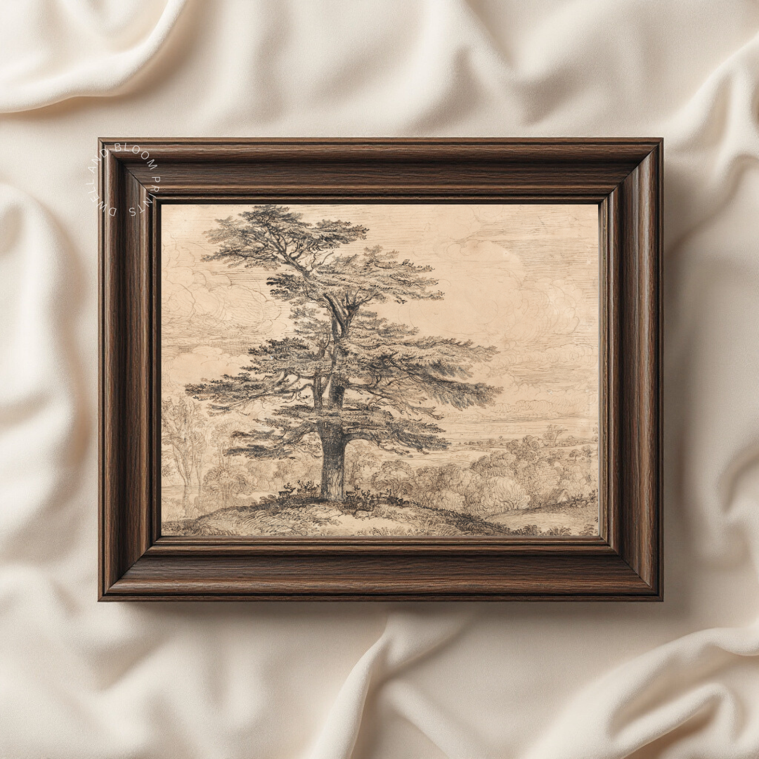 Vintage Tree Sketch Print | Tree Wall Art Printable