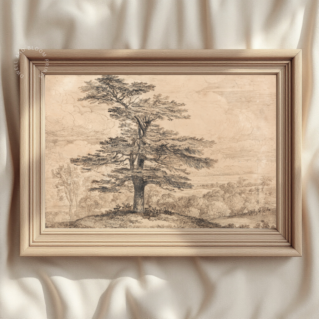 Vintage Tree Sketch Print | Tree Wall Art Printable