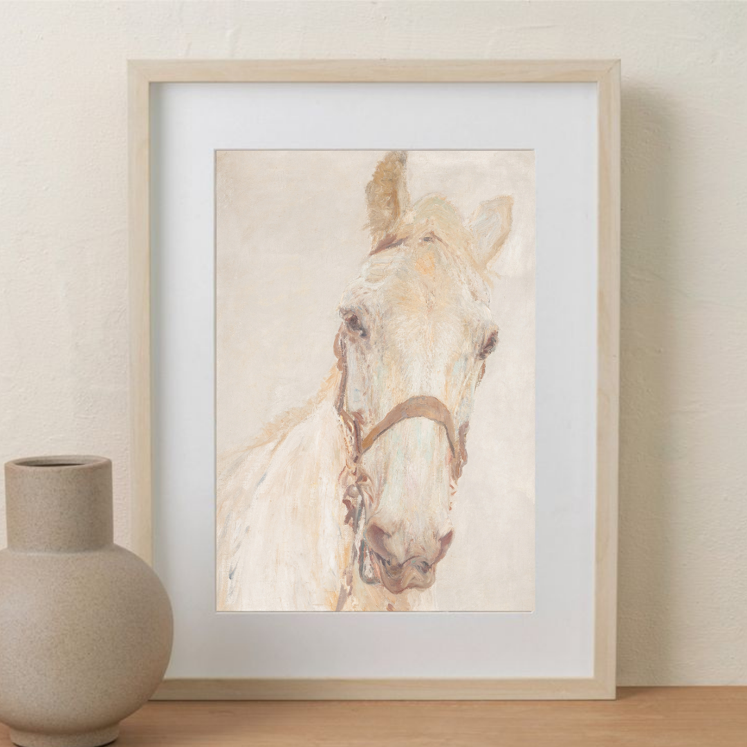 Vintage Horse Print | Neutral Horse Wall Art