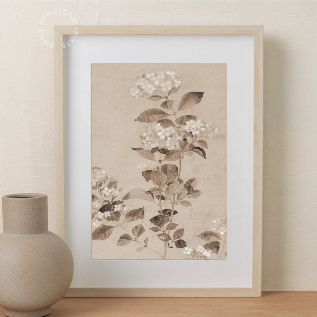 Vintage Neutral Botanical Art Print | Antique Botanical Printable Wall Art