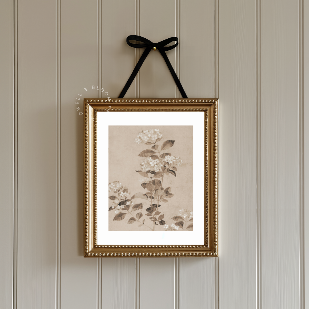 Vintage Neutral Botanical Art Print | Antique Botanical Printable Wall Art