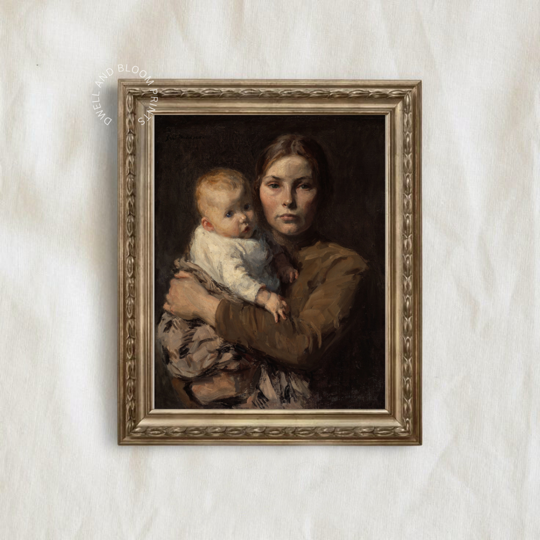Vintage Mother and Child Oil Painting | Motherhood Wall Art Print
