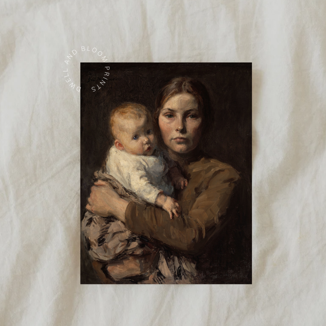 Vintage Mother and Child Oil Painting | Motherhood Wall Art Print
