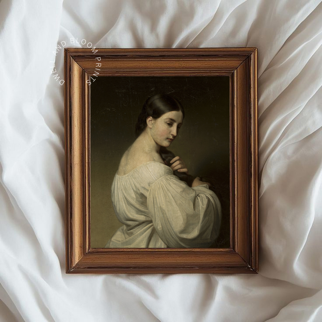 Victorian Female Portrait Oil Painting | Antique Woman Portrait Art Print