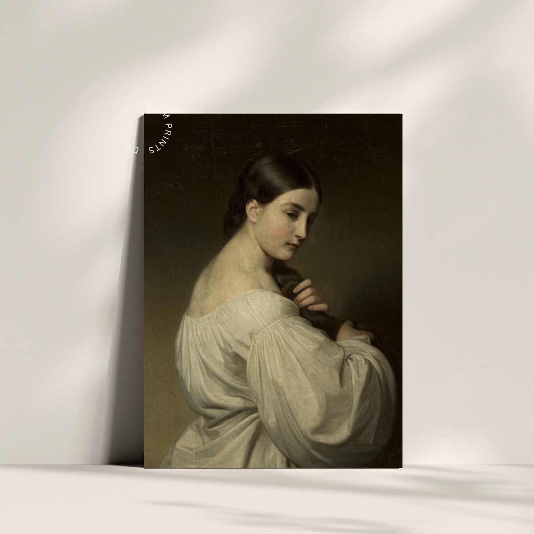 Victorian Female Portrait Oil Painting | Antique Woman Portrait Art Print