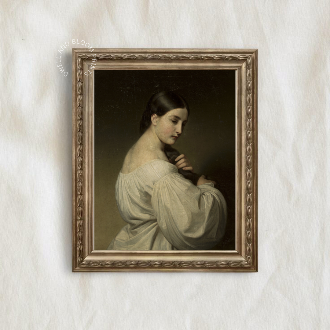 Victorian Female Portrait Oil Painting | Antique Woman Portrait Art Print