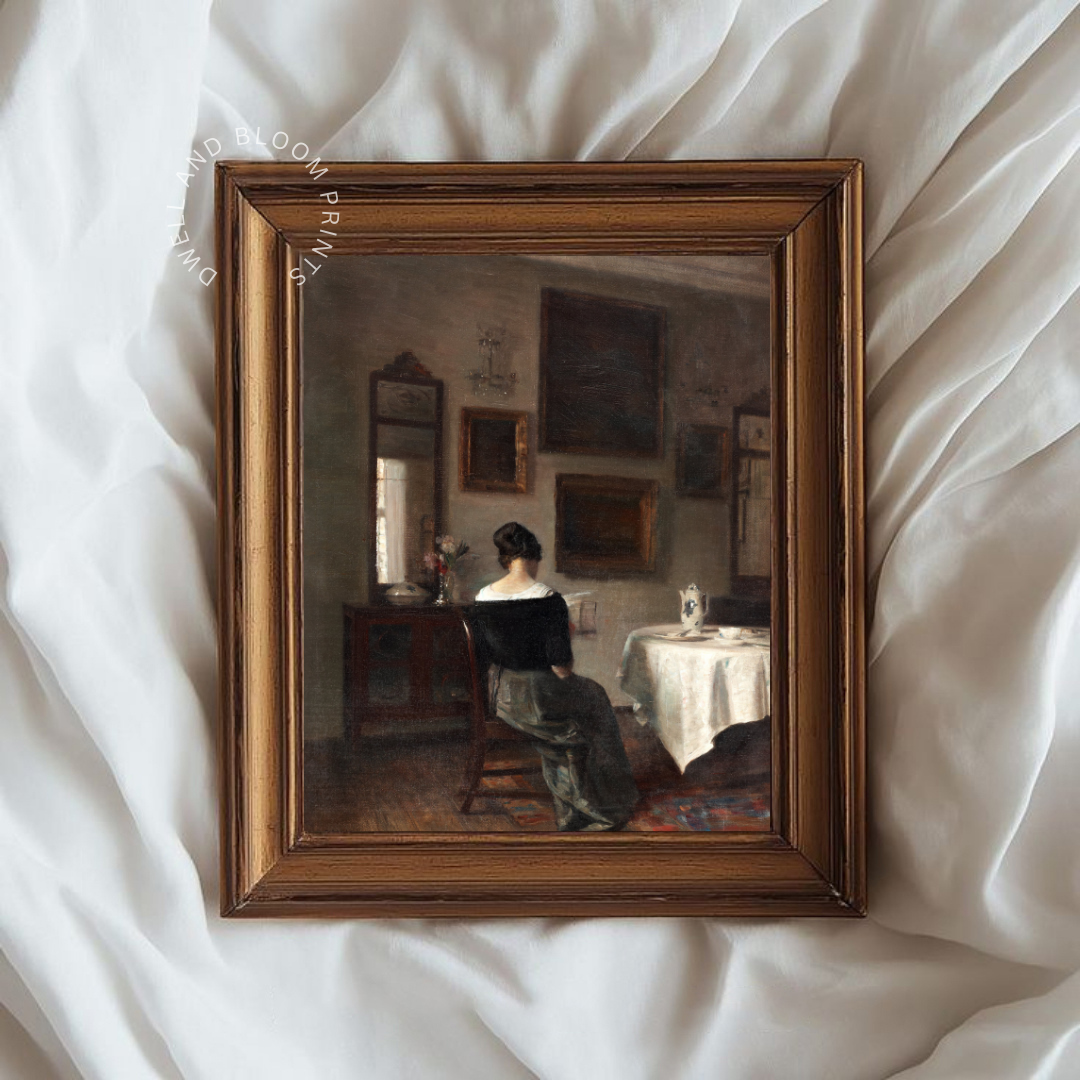 Vintage Female Oil Painting | Moody Vintage Woman Printable Wall Art