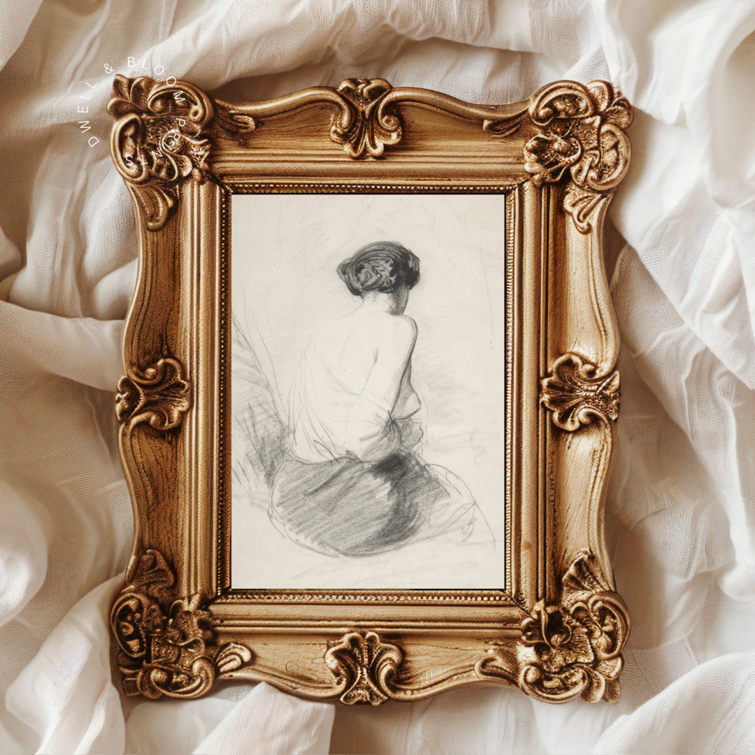 Female Figure Sketch Art | Vintage Woman Drawing
