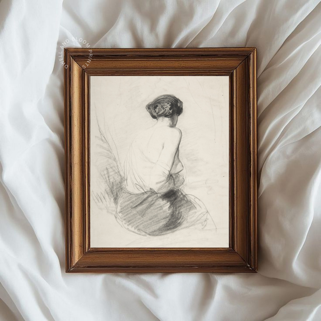 Female Figure Sketch Art | Vintage Woman Drawing