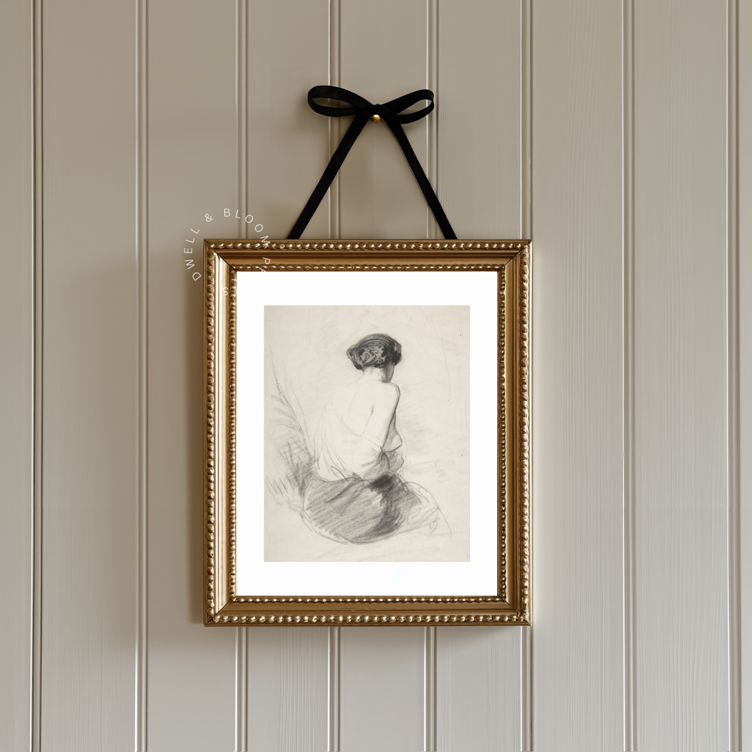 Female Figure Sketch Art | Vintage Woman Drawing