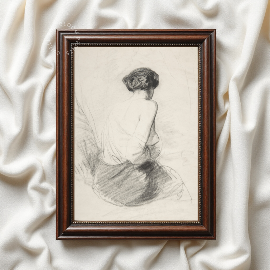 Female Figure Sketch Art | Vintage Woman Drawing