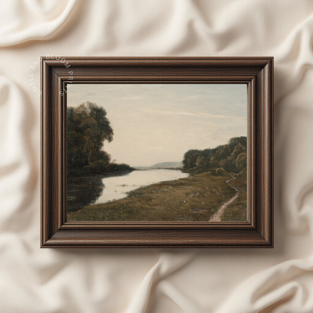 Moody Landscape Art Print | Dark Vintage Scenery Painting