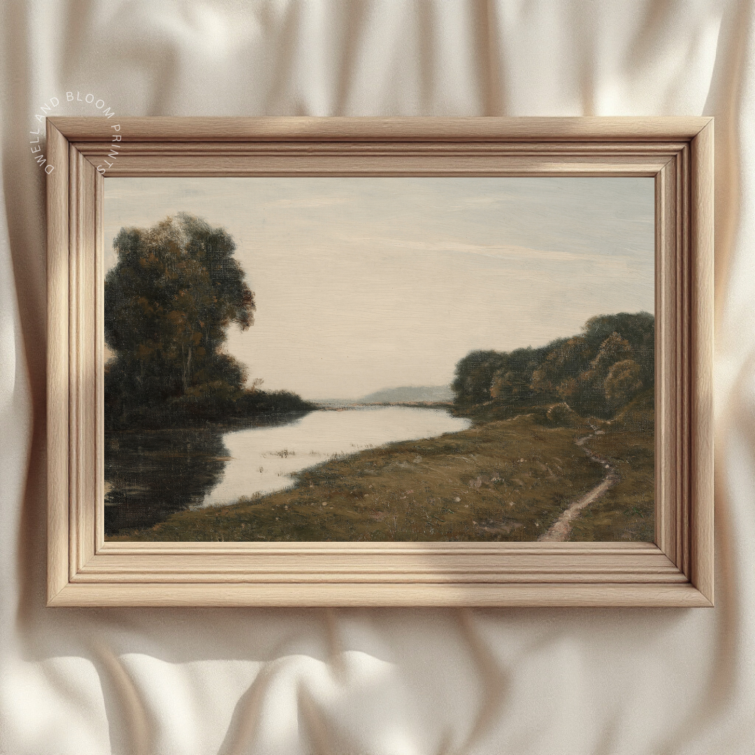 Moody Landscape Art Print | Dark Vintage Scenery Painting